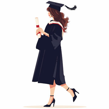 recommend clip art: women graduate student with diploma cap and gown