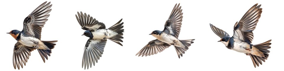Serenity in Flight Bank Swallow isolated on a transparent background 
