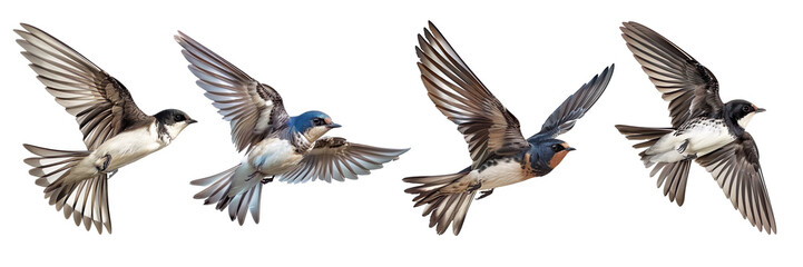 Serenity in Flight Bank Swallow isolated on a transparent background 
