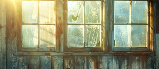 A window with sunlight shining through