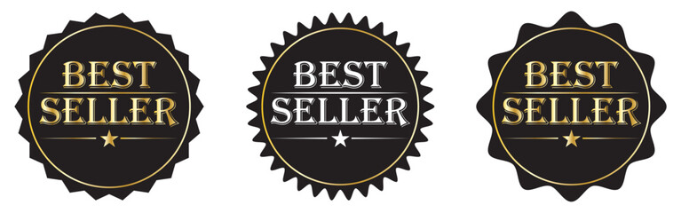 Set of best seller emblem design. Award badges for best seller. Vector illustration