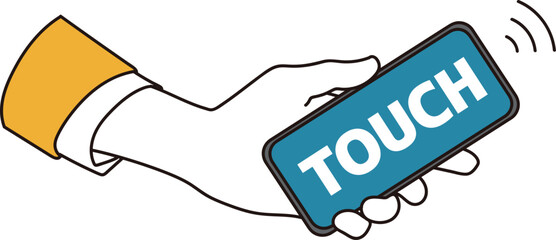 スマホでタッチをするイラスト