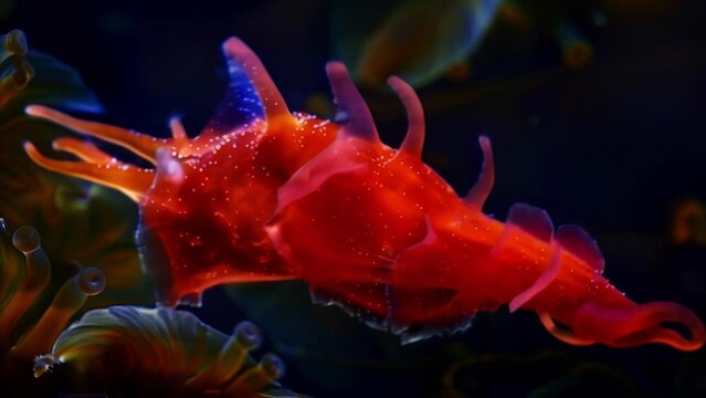 A unique euglenoid species displaying a bright red coloring due to its ability to produce astaxanthin a carotenoid pigment. The organism . AI generation.