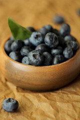 blueberries in a wooden bowl