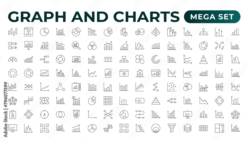 Poster growing bar graph icon set. business graphs and charts icons. statistics and analytics vector icon. 