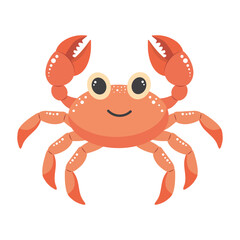 Cute crab. Cartoon character. Sea animal isolated on white background.