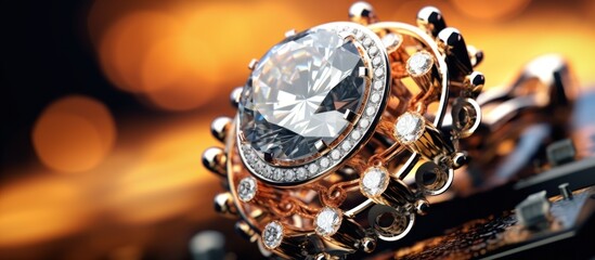 beautiful jewelry, close-up view of fancy rings, gems, diamonds