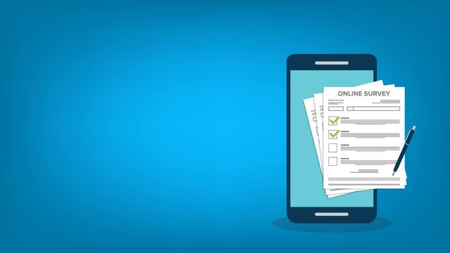 Online survey. Customer feedback. Checklist browser window on a mobile phone . Choice, survey concepts.