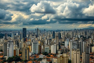 Obraz premium Aerial view of Paulo skyline teeming with life and color, AI generated