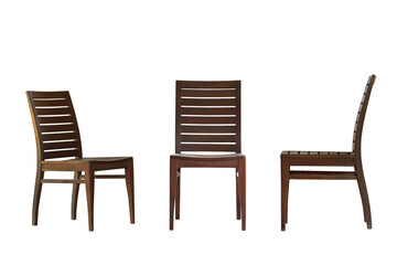Set of Wooden chair isolated on transparent background png file