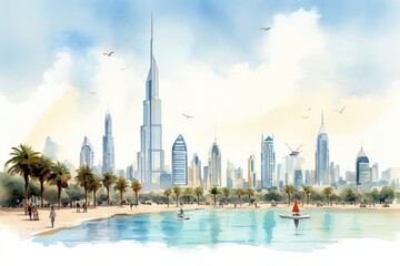 Naklejka premium Dubai city architecture landscape cityscape