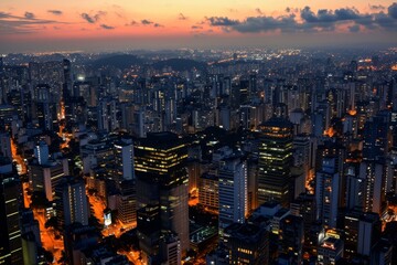 Fototapeta premium Aerial view of Paulo skyline teeming with life and color, AI generated