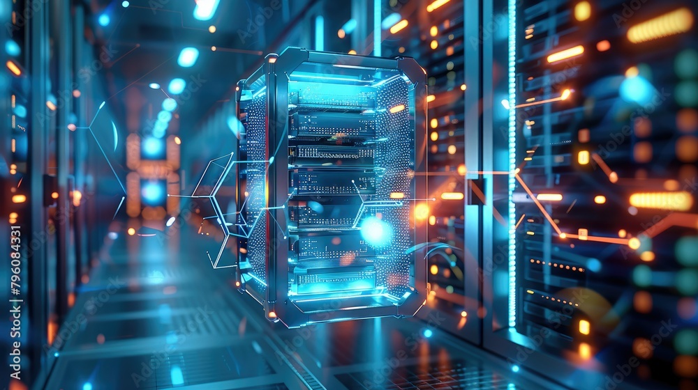 Aufkleber A secure storage and data technology using decentralized systems as well as using a hexagonal node. Generative AI.