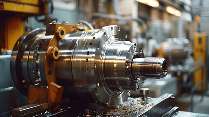 Fototapeta premium Big strong lathe shiny parts. Generative AI.