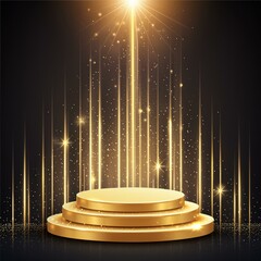 Glowing Grandeur: Elegant Stage Template with Sparkle - obrazy, fototapety, plakaty