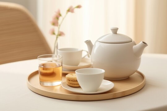 Afternoon tea set cup teapot food.