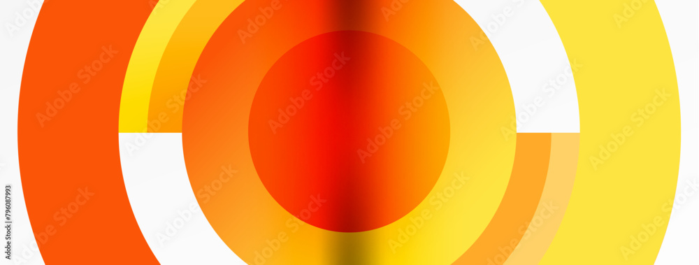 Poster a closeup shot showcasing the vibrant colorfulness of a yellow and orange circle on a white backgrou
