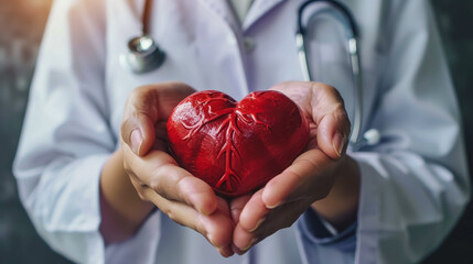 Doctor's Healing Touch: A Red Heart Cupped in Caring Hands