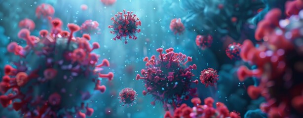 3d render of corona virus on blue background