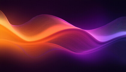 Abstract Glowing Color Wave: Purple Orange Grainy Gradient Background - obrazy, fototapety, plakaty