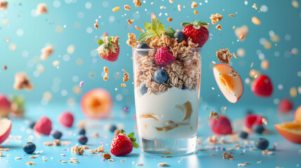 Healthy choice: granola with yogurt and flavored berries. 