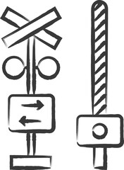 筆書き駅関連アイコンイラスト　踏切