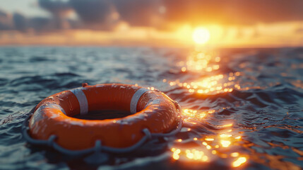 On the lookout for safety: the life preserver as a symbol of protection in the water. 