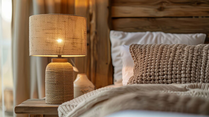 Eco-style: a bedroom using natural materials. 
