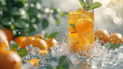 Orange ice cocktail: a fruity delight with a summer breeze. 