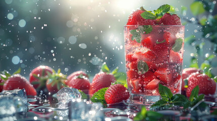 Fruit Harmony: A icy strawberry smoothie. 