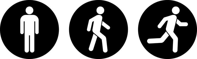 Set of flat icons of Man stands, walking and running