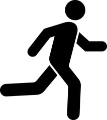A simple icon of a running man in the form of a human silhouette