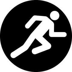 Flat icon of a fast running man in the form of a human silhouette