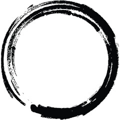 paintbrush with black ink in old style, abstract circle with brush stroke