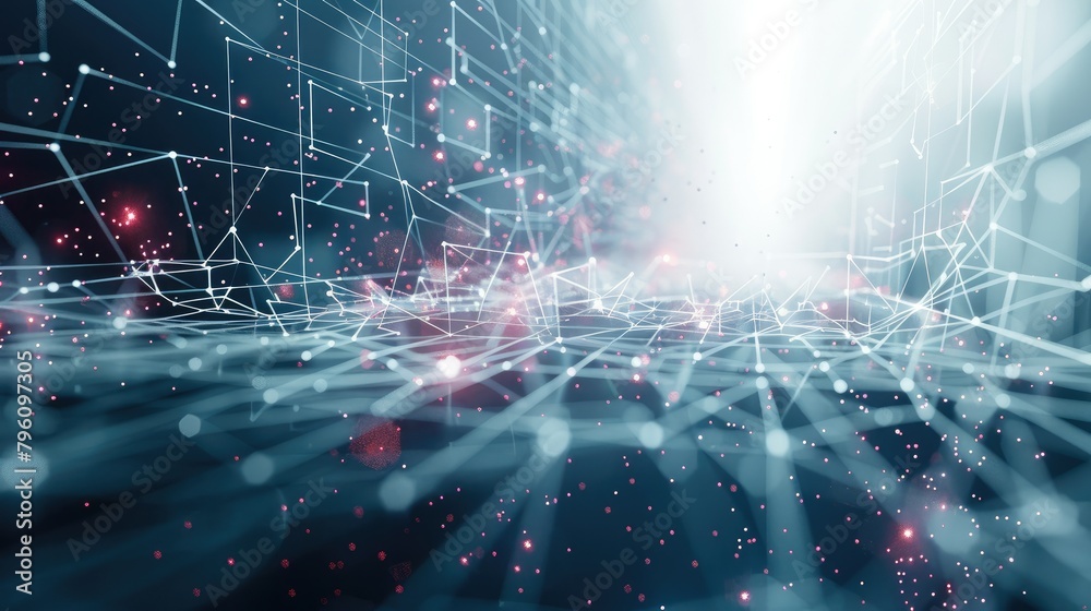 Aufkleber Cyber networks and data flows are depicted in a vivid manner as an example of digital connectivity and data flow. Generative AI.