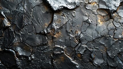 abstract background of black oil paint on a concrete wall close-up