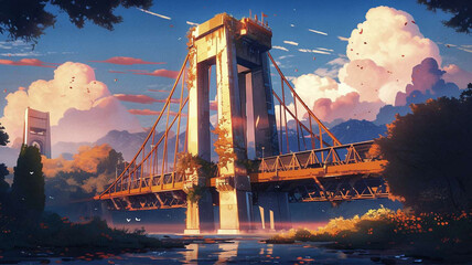 bridge over the river at night