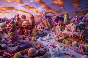 Obraz premium landscape view of Candyland at sunrise