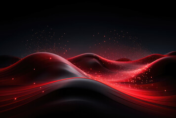 Mystical Red Waves Digital Artwork