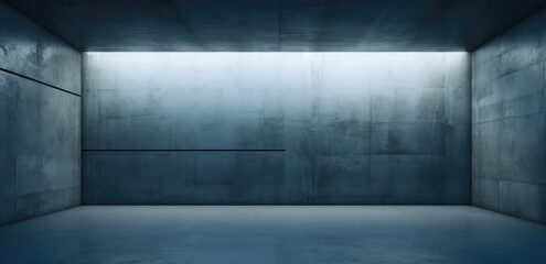 Futuristic Minimalist Blue Concrete Room