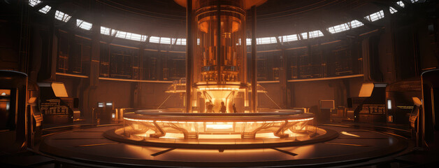 Futuristic Nuclear Reactor Core Command Center