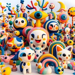 Fototapeta premium Vibrant Abstract Colorful Sculptures Captivating Art