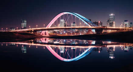 Illuminated Urban Bridge at Twilight