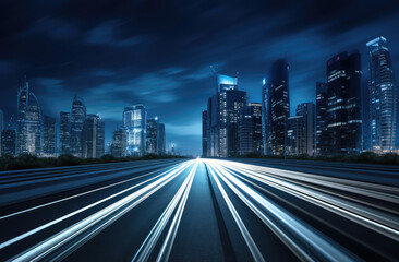 Fototapeta premium Futuristic Urban Speed - Cityscape at Night