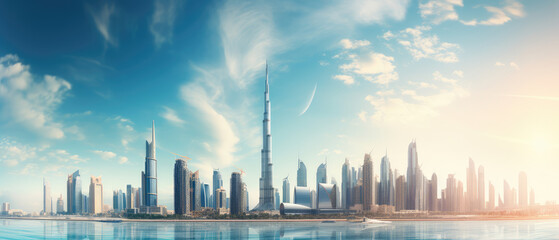 Futuristic Skyline: City of Tomorrow Panorama - obrazy, fototapety, plakaty