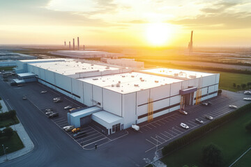 Industrial Sunrise at Modern Manufacturing Facility
