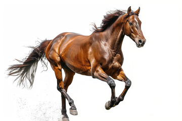 A horse galloping, isolated on a white background