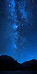 A long blue sky with a long white line of stars