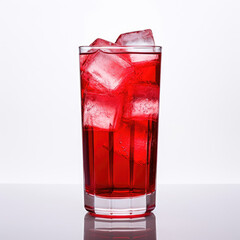 Chilled Red Soda Drink with Ice Cubes
