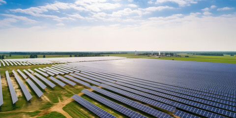 Expansive Solar Energy Farm Aerial Perspective